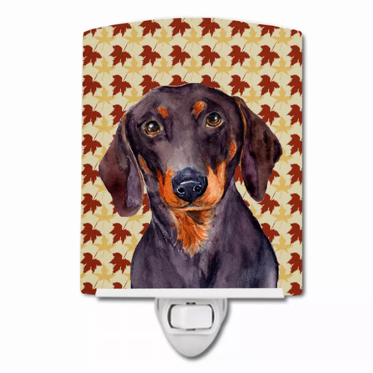 Fall Leaves Dog Art Portrait Ceramic Night Light - S000213B001695P102572V000