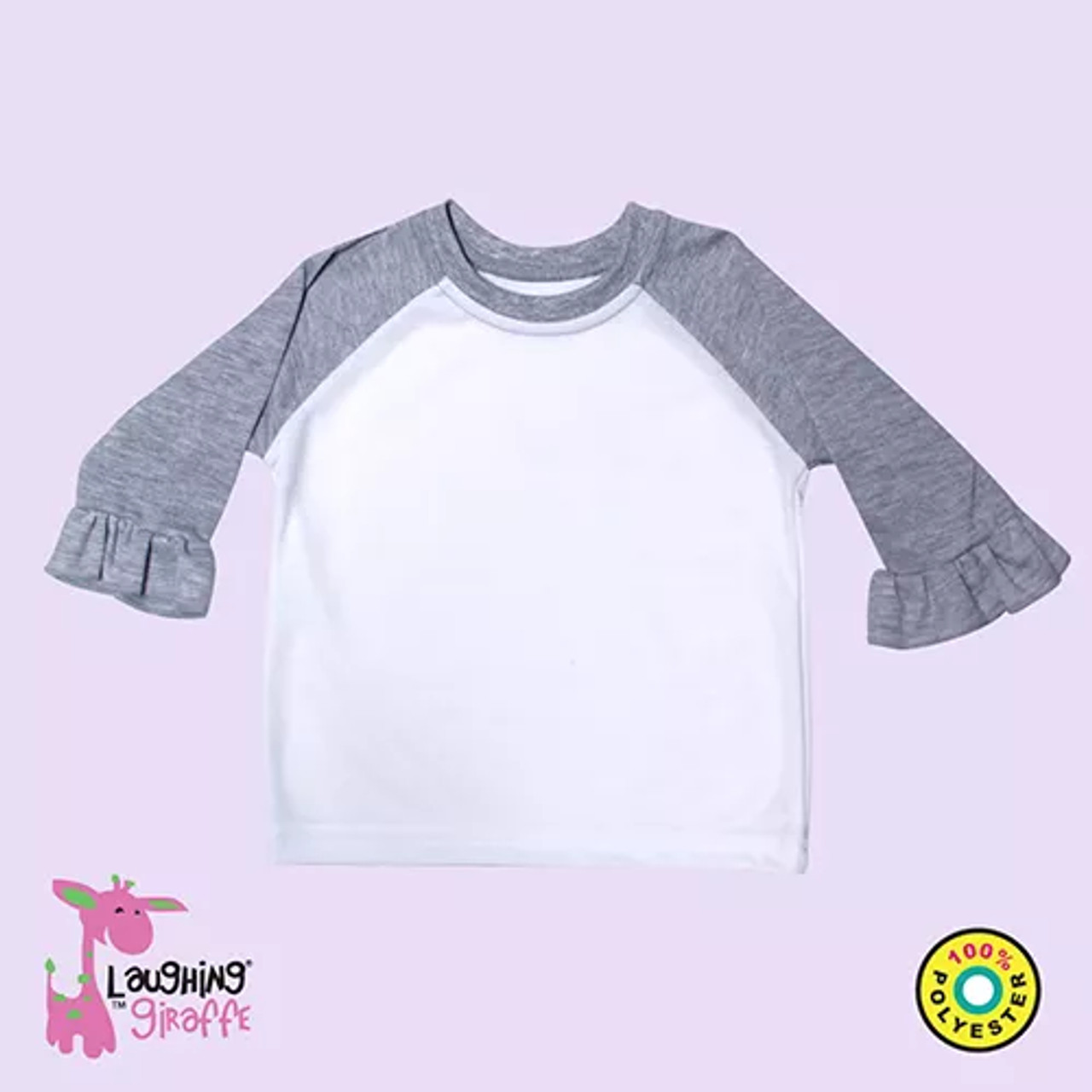The Laughing Giraffe Baby Girls Ruffle Raglan Tees - LG4448WHWhiteHeather12-18M