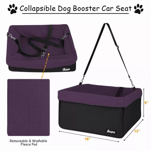 JESPET & GOOPAWS Dog Booster Seats for Cars, Portable Dog Car Seat Travel Carrier with Seat Belt for 24lbs Pets - S001305B001923P000005V005