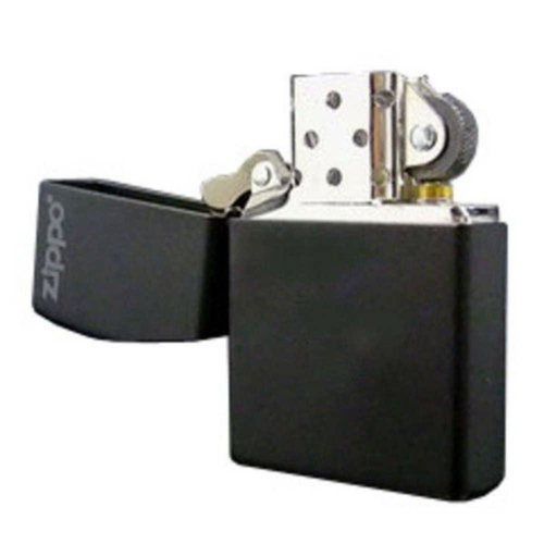 Zippo Black Matte Lighter with Logo