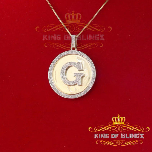 10K Yellow Gold Finish Real Diamond 0.25CT Silver Initial Circle Pendant - 13602YG-A49KOB-020-001-001-001