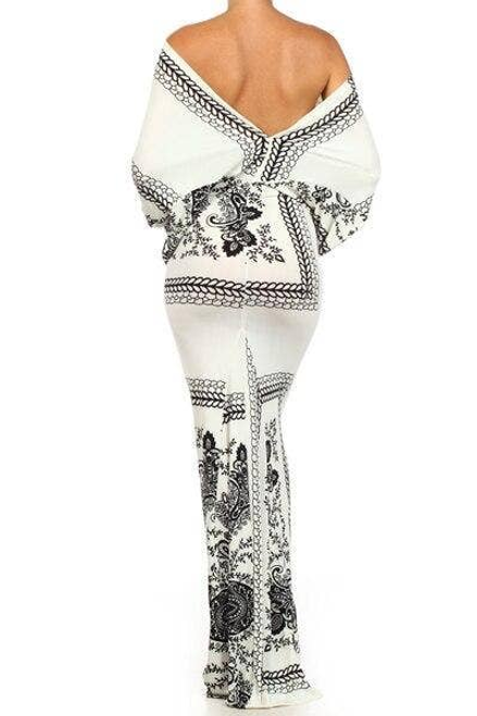 Bohemian Inspired Print Dolman Maxi Dress