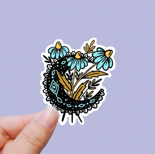 Galaxy Moon Flowers Vinyl Sticker Galaxy Moon Flowers Vinyl Sticker