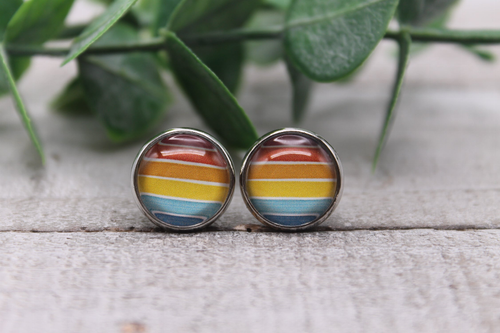Sunset Stripes Glass Stud Earrings