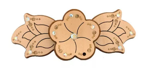 Stone Flower Automatic Barrette Decorated w/ Swarovski Crystals - 632-10