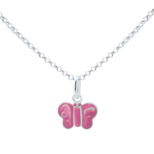 Unicornj Sterling Silver Children's Pendant with Butterfly Charm