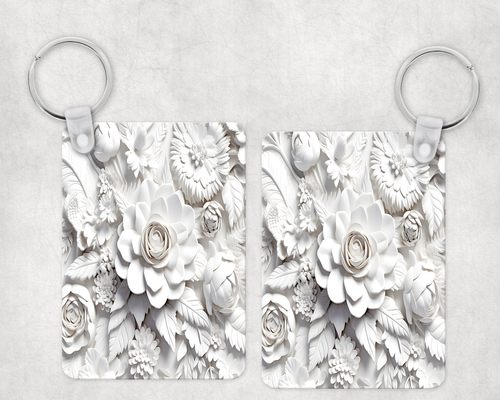 White Flowers Keychain