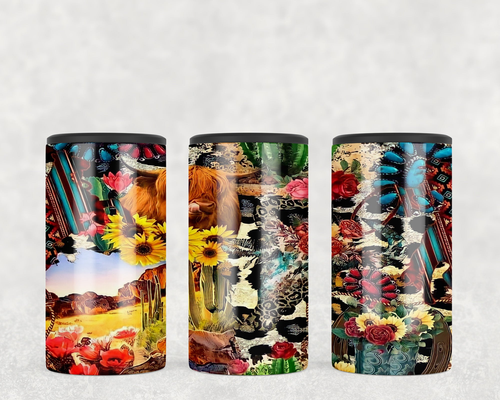 Highland Cow Collage  Steel can hugger - optional speaker