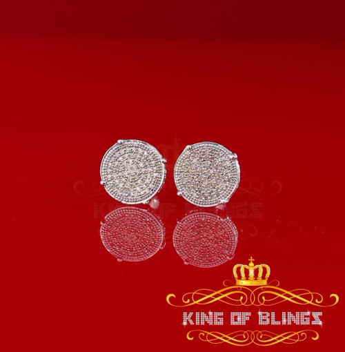 10K White Gold Finish with CT Real Diamond Silver Stud Earrings