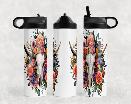 Bull Skull Steel Water Bottle