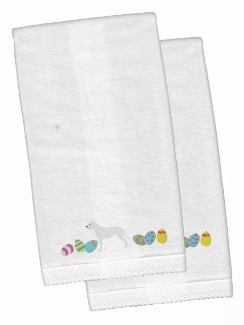 Easter Dog Design White Embroidered Plush Hand Towel Set of 2 - S000213B001695P115080V000