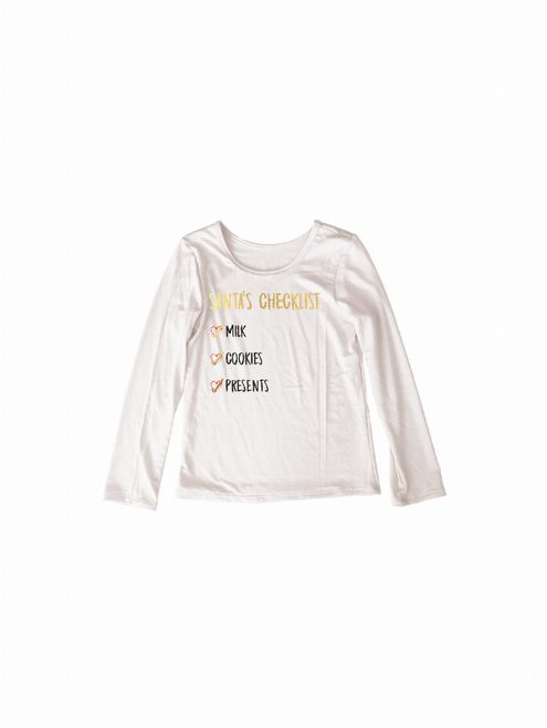 Reindeer Holiday Long Sleeve Top Santas Checklist Graphic - T9115WHTTL4