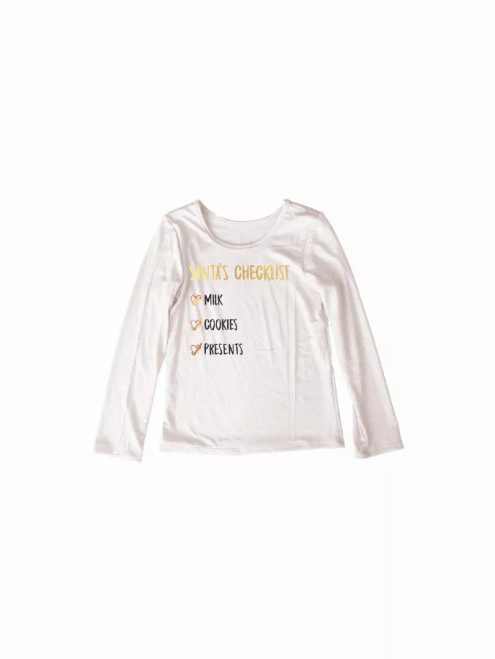 Reindeer Holiday Long Sleeve Top Santas Checklist Graphic - S001831B002253P000664V008