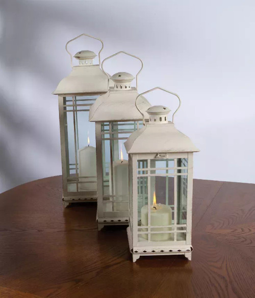 Lantern (Set of 3) 14"H, 17"H, 20"H Metal/Glass - 28076DS