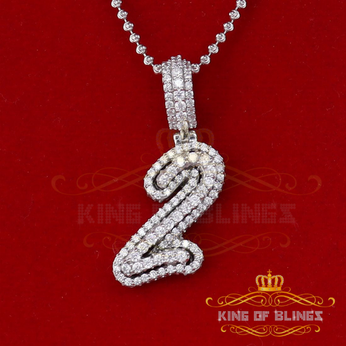 10k White Gold Finish Cursive 3D Numbers With Lab Created Diamonds Silver Pendant - 18579W2-A49KOB-001
