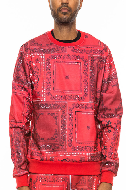 Paisley All Over Print Crewneck - CR114-RED-3X Paisley All Over Print Crewneck - CR114-RED-3X