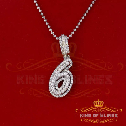 10k White Gold Finish Cursive 3D Numbers With Lab Created Diamonds Silver Pendant - 18579W6-A49KOB-001