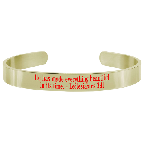 8Mm Solid Stainless Steel Colored Scripture Cuff In Gold By Pink Box - PinkBox-25-656