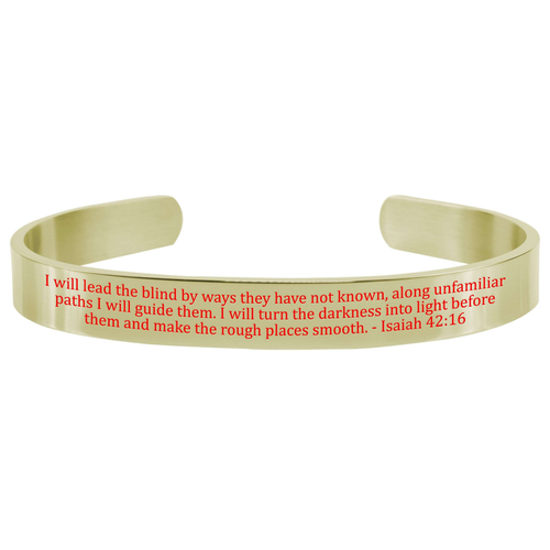 8Mm Solid Stainless Steel Colored Scripture Cuff In Gold By Pink Box - PinkBox-25-670
