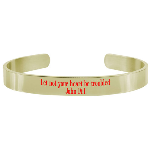 8Mm Solid Stainless Steel Colored Scripture Cuff In Gold By Pink Box - PinkBox-25-677