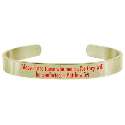 8Mm Solid Stainless Steel Colored Scripture Cuff In Gold By Pink Box - PinkBox-25-691