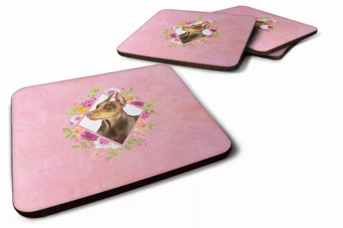 Flowers Design with Dog Foam Coaster Set of 4 - S000213B001695P003179V000