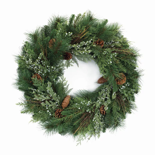 Pine and Juniper Wreath 26.5"D PVC/Plastic