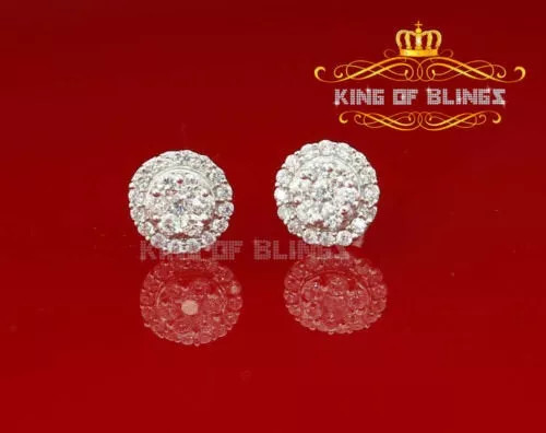 10k White Gold Finish Sterling Silver Flower Stud Earrings With Lab Created Diamond