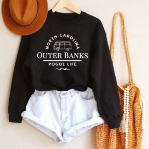 Women's Nc Outerbanks Poguelife / Girls Printed Crewneck Sweatshirts - S001328B002514P001975V004