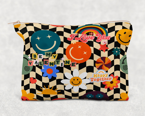 Retro Smile Printed Canvas Zipper Bag