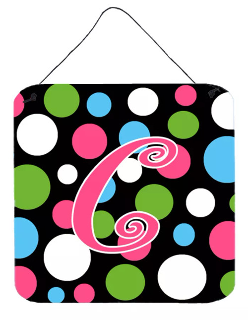 Initial Monogram - Polkadots and Pink Wall or Door Hanging Prints - CJ1038-CDS66