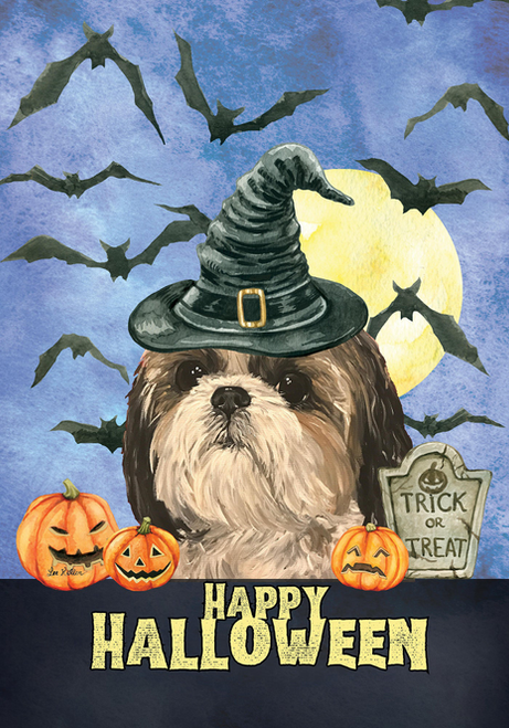 Shih Tzu - Hippie Hound Studio Best of Breed Halloween House and Garden Flag