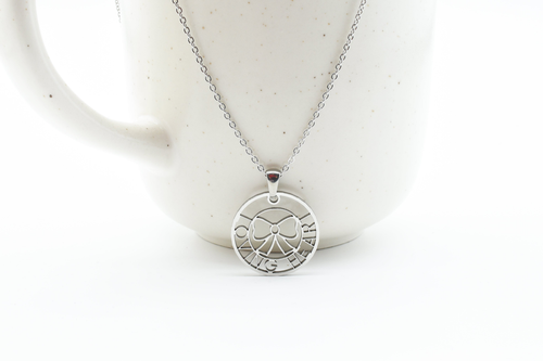 Inspirational Pink Box Emblem Cutout Necklace - PinkBox5-01939