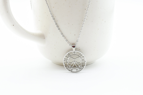 Inspirational Pink Box Emblem Cutout Necklace - PinkBox5-01943