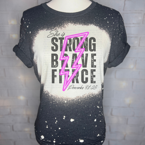 She is Strong Bleached Graphic Tee - TheBlendedOwl001644 She is Strong Bleached Graphic Tee - TheBlendedOwl001644