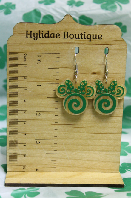 Green Swirl Dangle Earrings