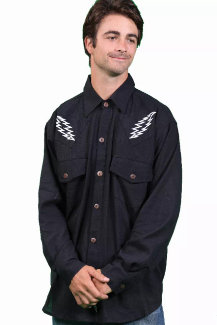 SAINT STEPHEN SHIRT Cotton Long Sleeve Button Up Grateful Dead Shirt With SYF & Bolt Embroidery - S001496B001981P000109V003 SAINT STEPHEN SHIRT Cotton Long Sleeve Button Up Grateful Dead Shirt With SYF & Bolt Embroidery - S001496B001981P000109V003