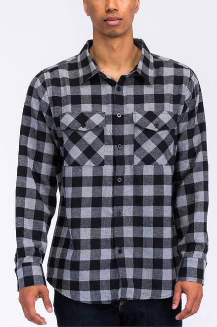 101 FLANNEL - FL101-BLKGREY-XL