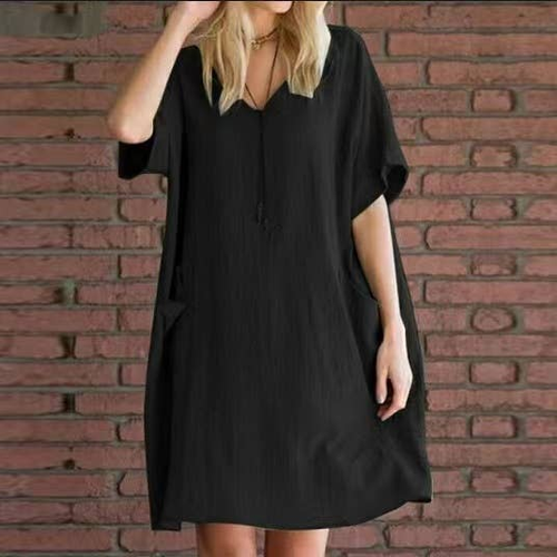 Handmade- 100% Linen Simple Design Dress - 171000032463