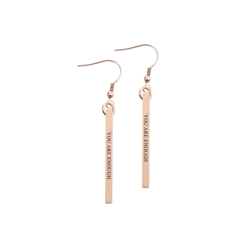 Solid Stainless Steel Inspirational Bar Earrings - PinkBox-25-4121