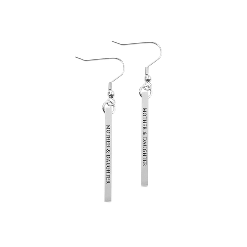 Solid Stainless Steel Inspirational Bar Earrings - PinkBox-25-4104