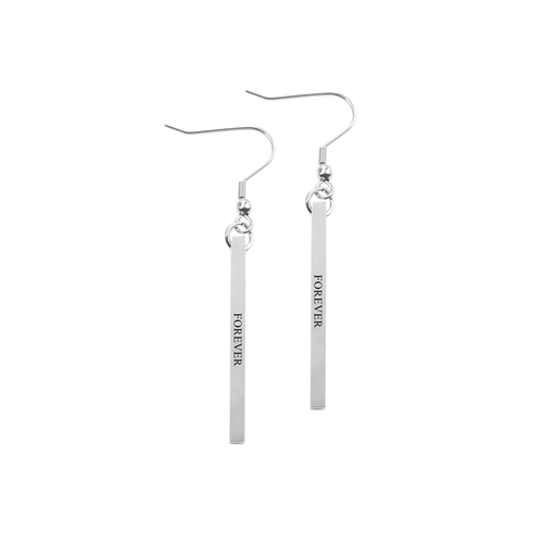Solid Stainless Steel Inspirational Bar Earrings - PinkBox-25-4083