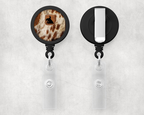 faux cowhide Horse 1" Retractable Badge Reel faux cowhide Horse 1" Retractable Badge Reel