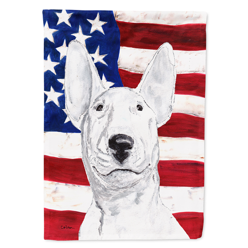 Dog with American Flag Garden Size Flag - S000213B001695P037130V000