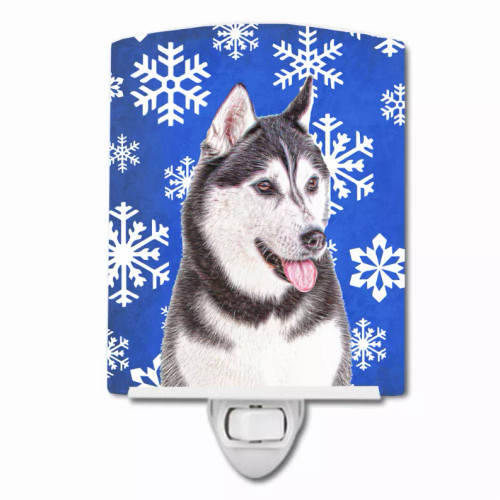 Snowflakes Holiday Dog Art Ceramic Night Light - KJ1175CNL