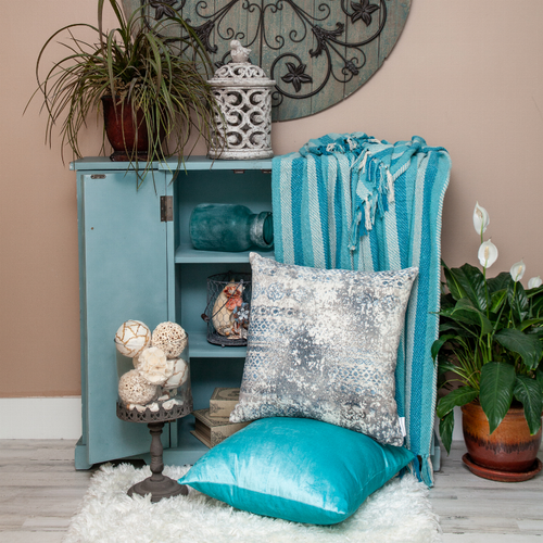 Parkland Collection Keena Transitional Blue 52" x 67" WOVEN HANDLOOM Throw