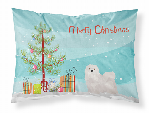 White Lhasa Apso Christmas Tree Fabric Standard Pillowcase