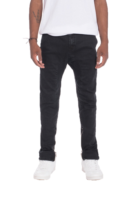 Drop Crotch Stretch Denim - P102-BLACK-32