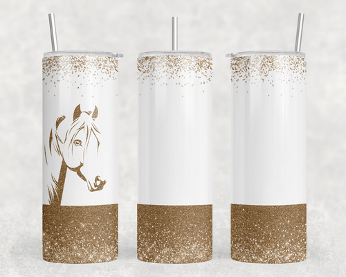 Gold Horse|Skinny Tumbler|Optional Bluetooth Speaker| Speaker Color Varies