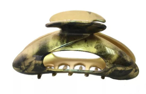 Open Twirl Black Gold Print Hair Claw